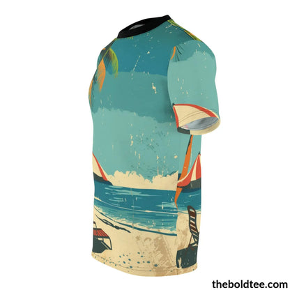 Vintage Summer Beach Tee - Premium All Over Print Crewneck Shirt Prints