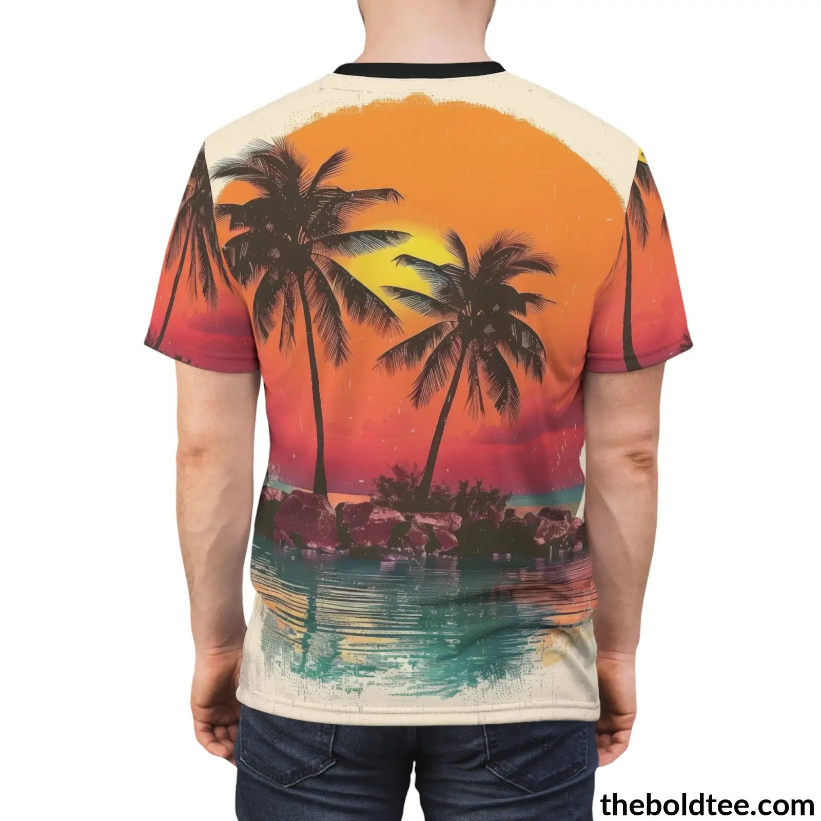 Vintage Summer Beach Tee - Premium All Over Print Crewneck Shirt Prints