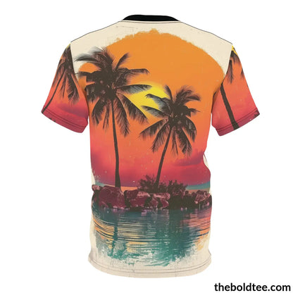 Vintage Summer Beach Tee - Premium All Over Print Crewneck Shirt Prints