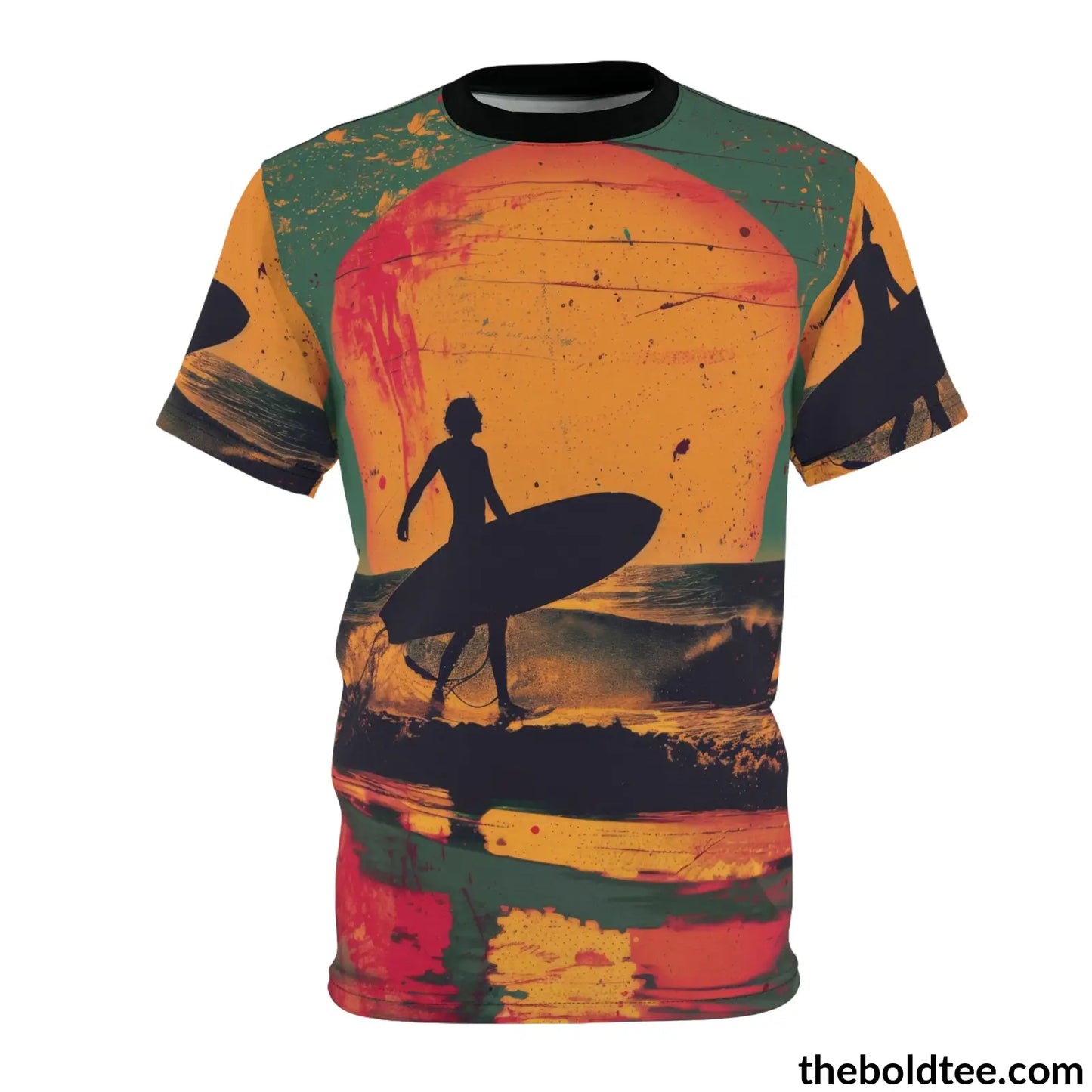 Vintage Summer Beach Tee - Premium All Over Print Crewneck Shirt Black Stitching / 6 Oz. S Prints