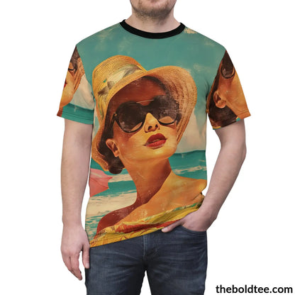 Vintage Summer Beauty Tee - Premium All Over Print Crewneck Shirt Prints