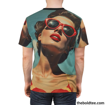 Vintage Summer Beauty Tee - Premium All Over Print Crewneck Shirt Prints