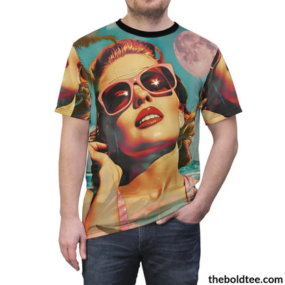 Vintage Summer Beauty Tee - Premium All Over Print Crewneck Shirt Prints