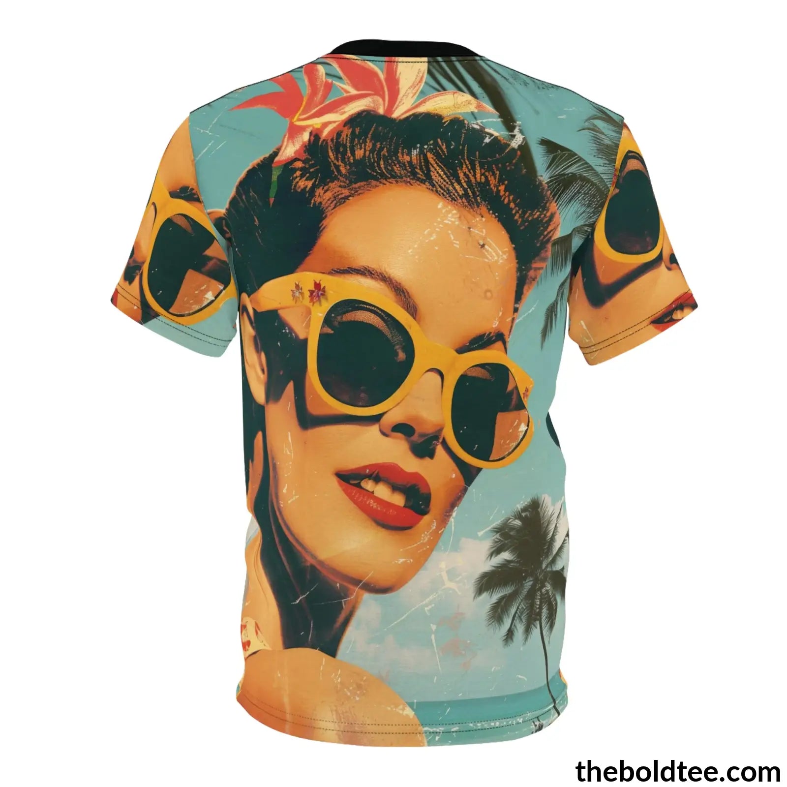 Vintage Summer Beauty Tee - Premium All Over Print Crewneck Shirt Prints