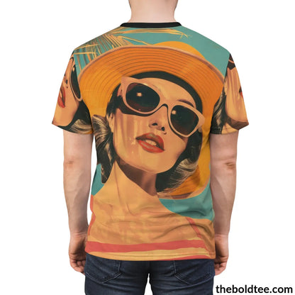 Vintage Summer Beauty Tee - Premium All Over Print Crewneck Shirt Prints