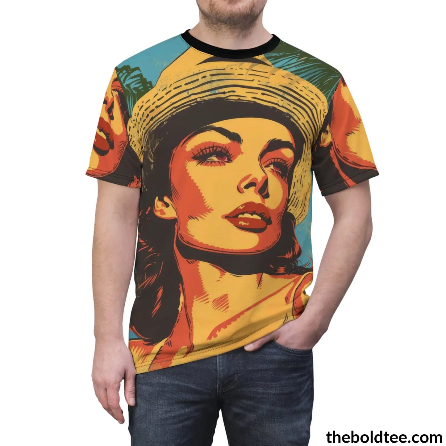 Vintage Summer Beauty Tee - Premium All Over Print Crewneck Shirt Prints