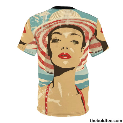 Vintage Summer Beauty Tee - Premium All Over Print Crewneck Shirt Prints