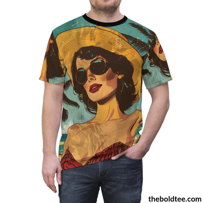 Vintage Summer Beauty Tee - Premium All Over Print Crewneck Shirt Prints