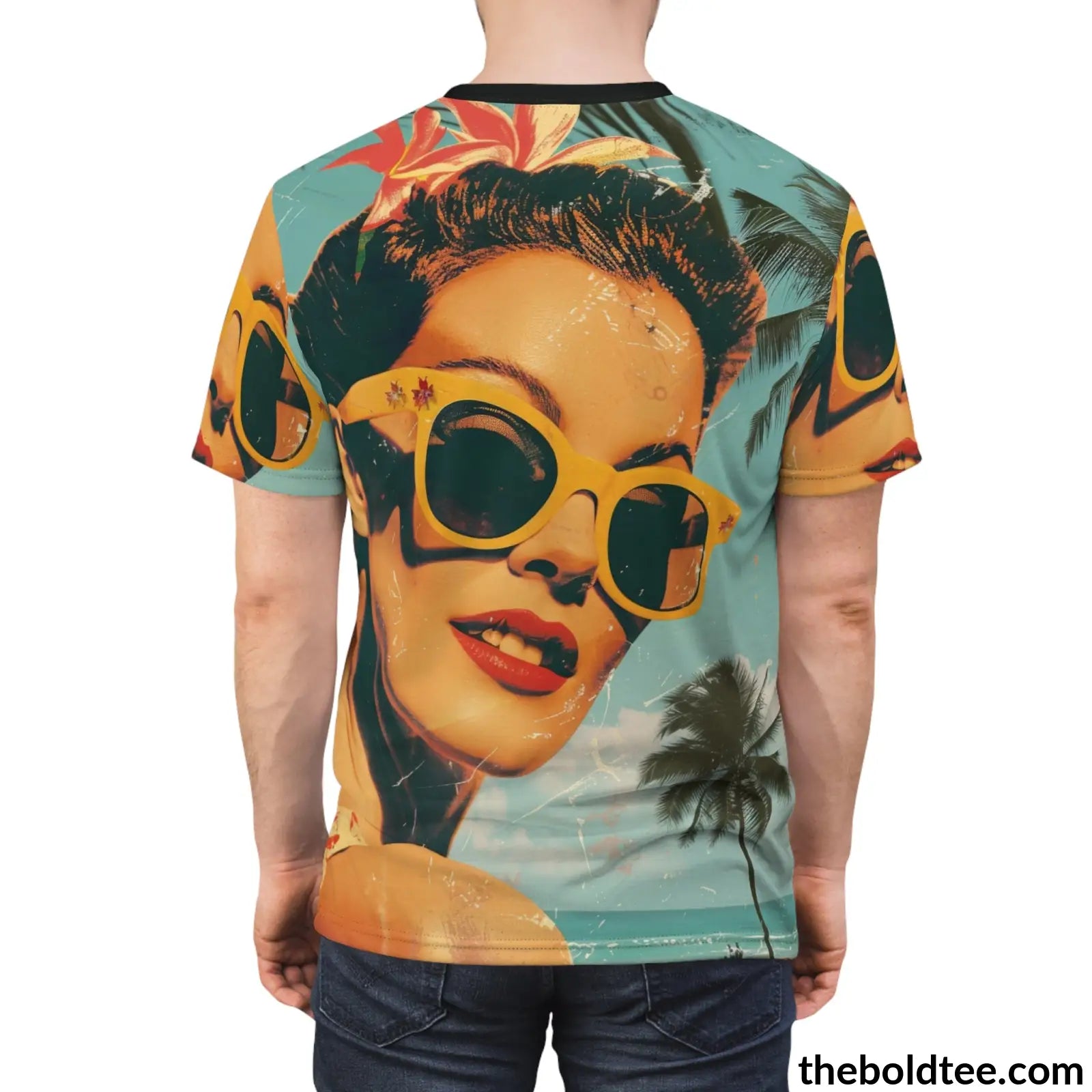 Vintage Summer Beauty Tee - Premium All Over Print Crewneck Shirt Prints