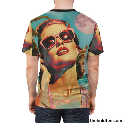 Vintage Summer Beauty Tee - Premium All Over Print Crewneck Shirt Prints