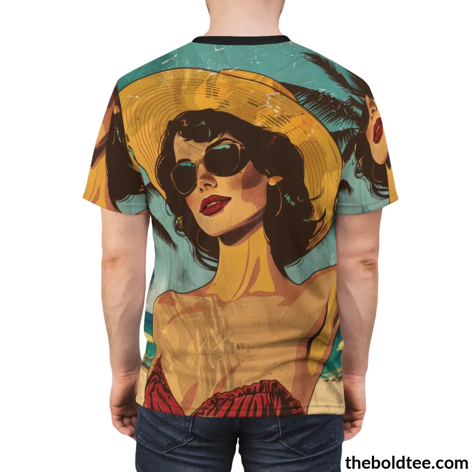 Vintage Summer Beauty Tee - Premium All Over Print Crewneck Shirt Prints