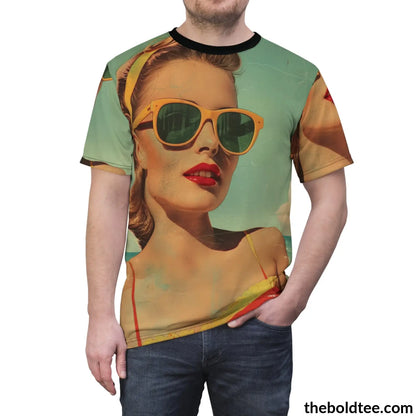 Vintage Summer Beauty Tee - Premium All Over Print Crewneck Shirt Prints