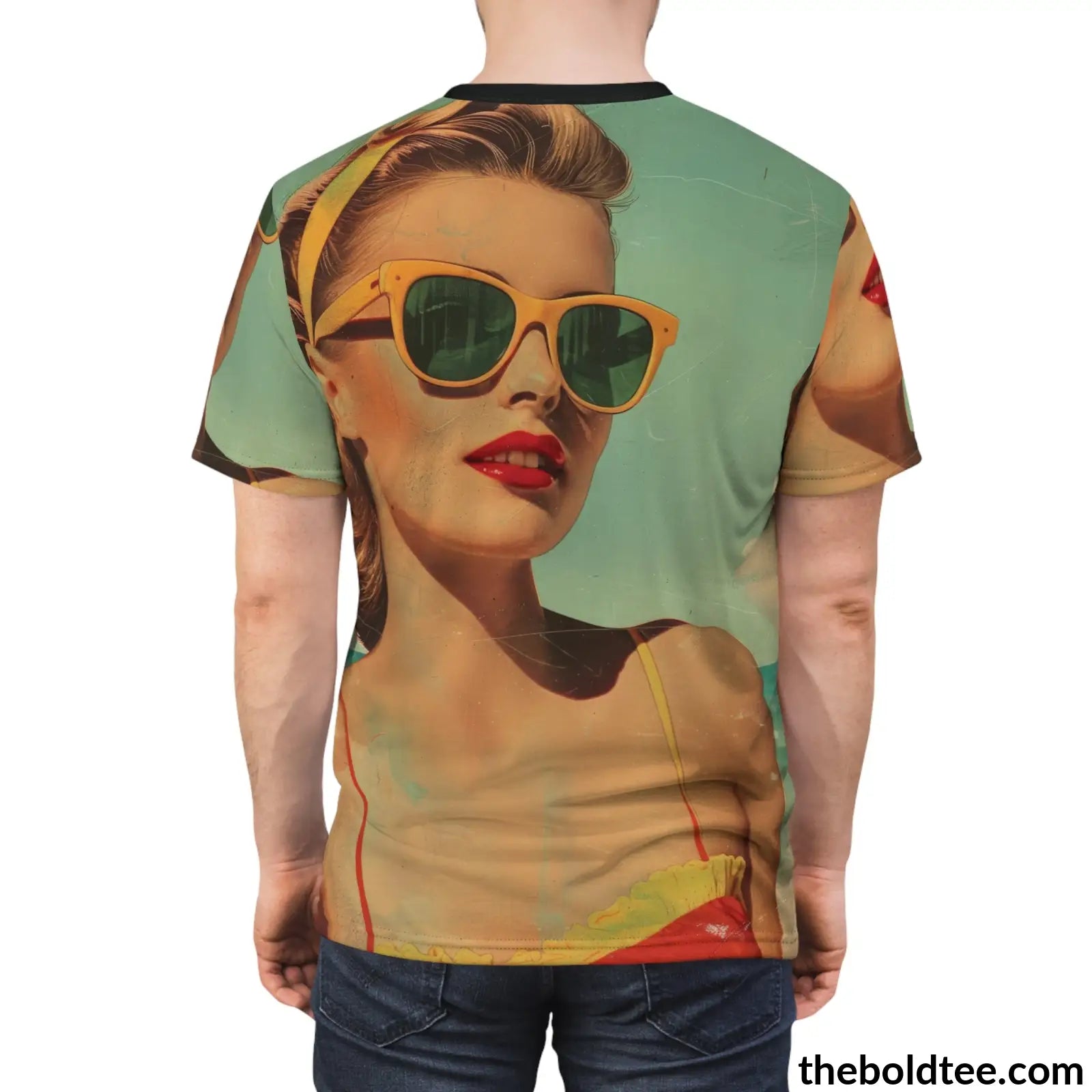 Vintage Summer Beauty Tee - Premium All Over Print Crewneck Shirt Prints