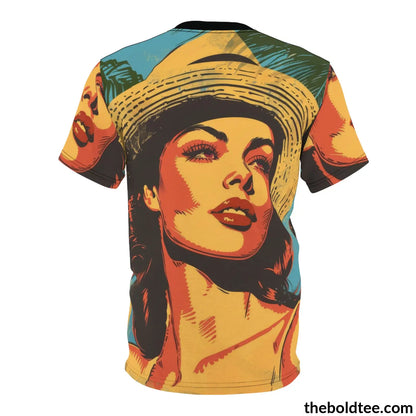 Vintage Summer Beauty Tee - Premium All Over Print Crewneck Shirt Prints