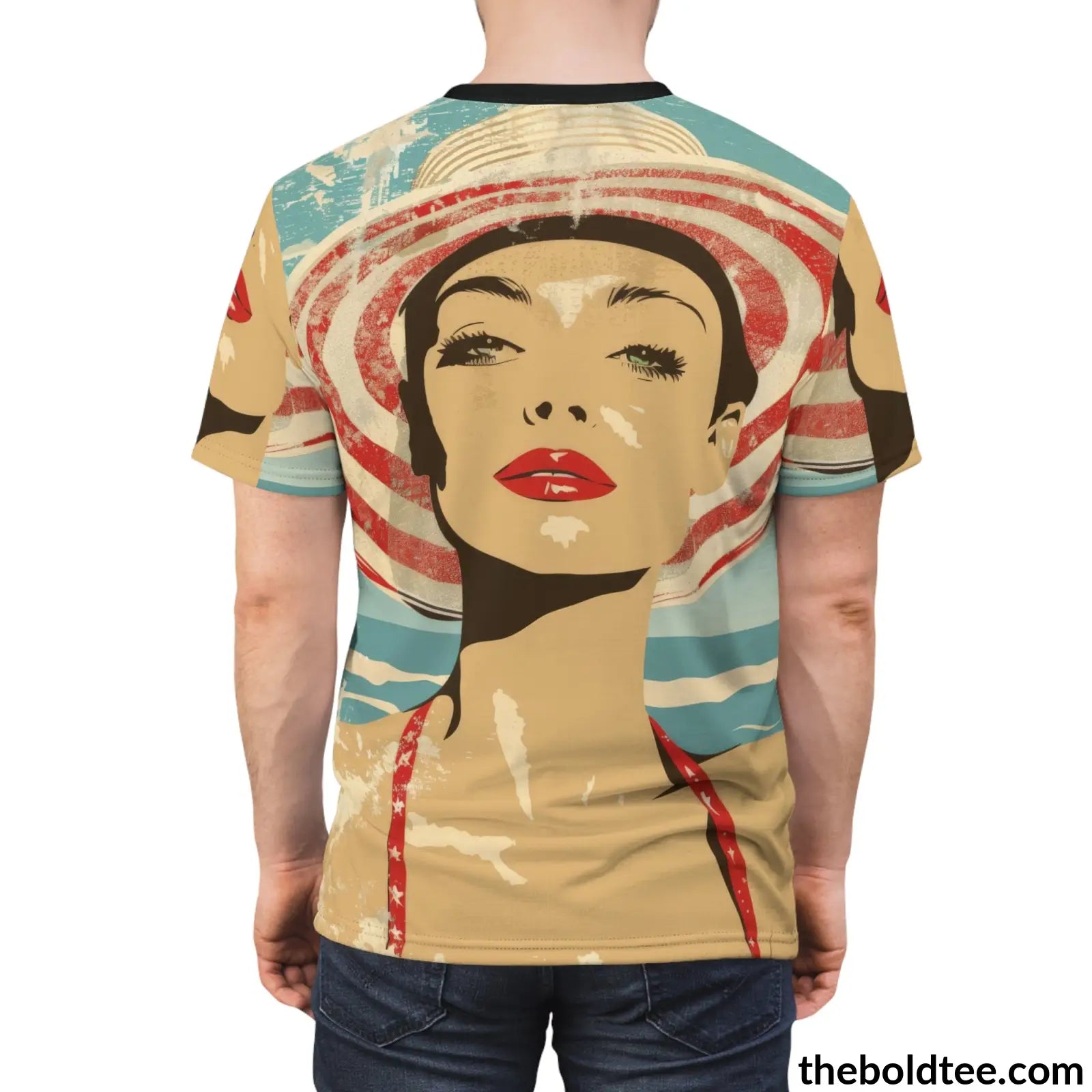 Vintage Summer Beauty Tee - Premium All Over Print Crewneck Shirt Prints