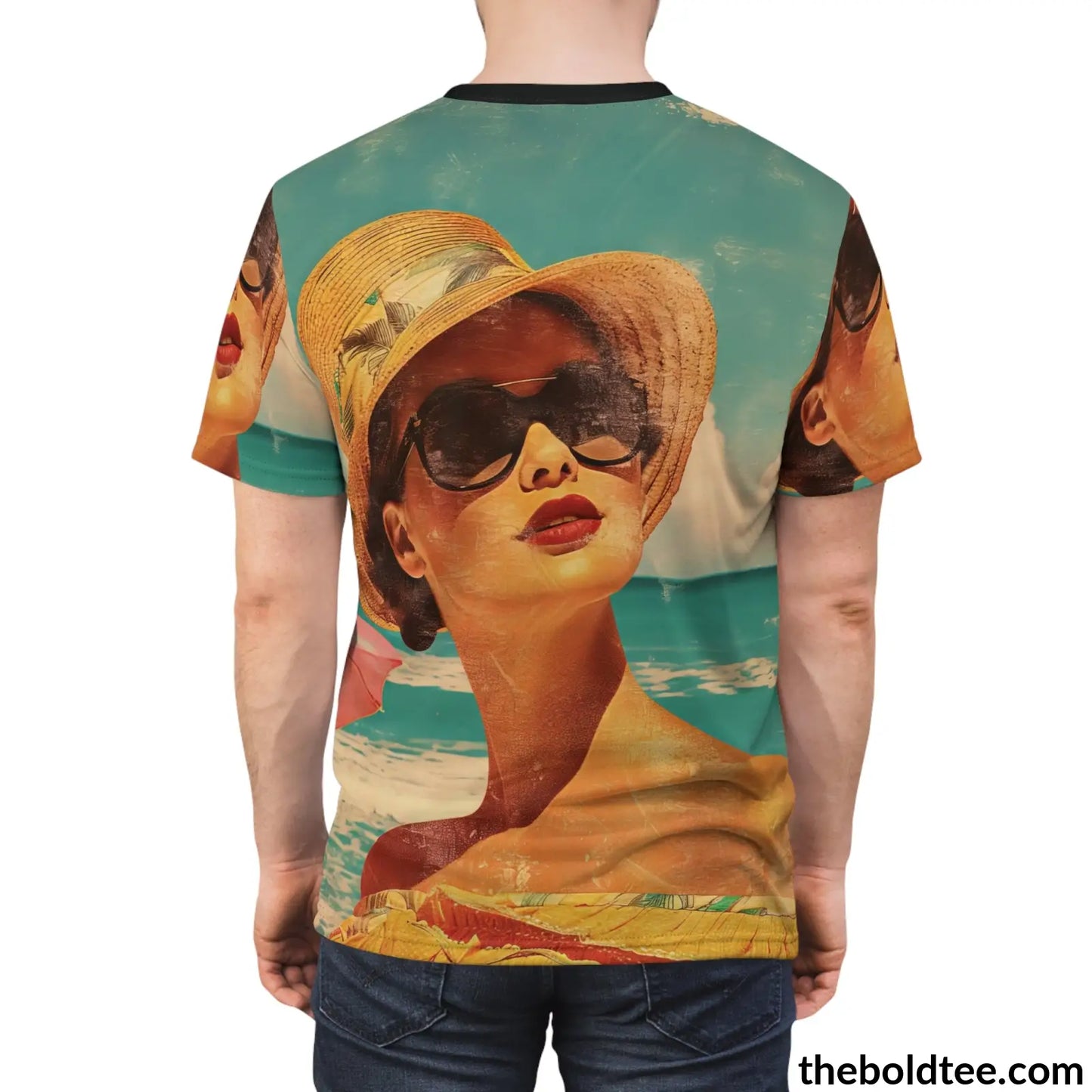 Vintage Summer Beauty Tee - Premium All Over Print Crewneck Shirt Prints