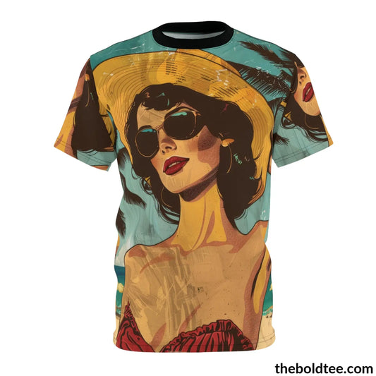 Vintage Summer Beauty Tee - Premium All Over Print Crewneck Shirt S Prints