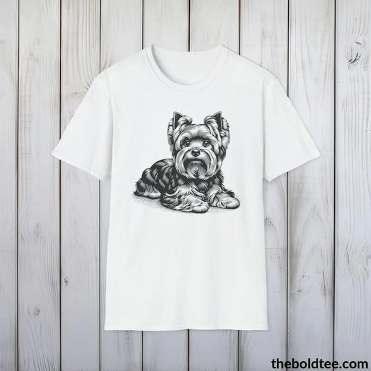 Vintage Yorkshire Terrier Dog Tee - Sustainable & Soft Cotton Crewneck Unisex T - Shirt 9 Bold
