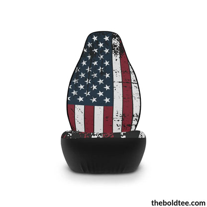 Weathered Us Flag Car Seat Covers (2 Pcs.) All Over Prints