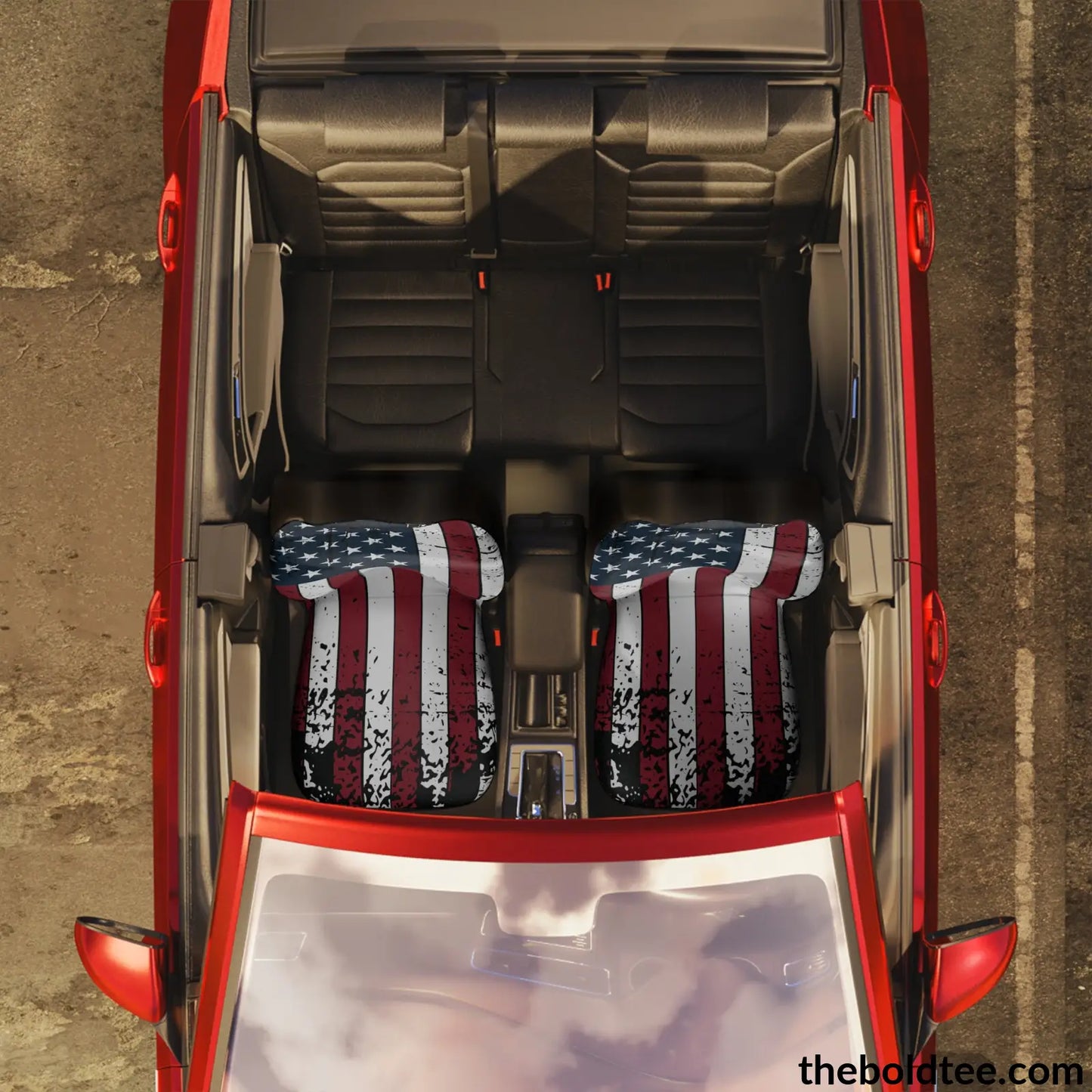 Weathered Us Flag Car Seat Covers (2 Pcs.) All Over Prints